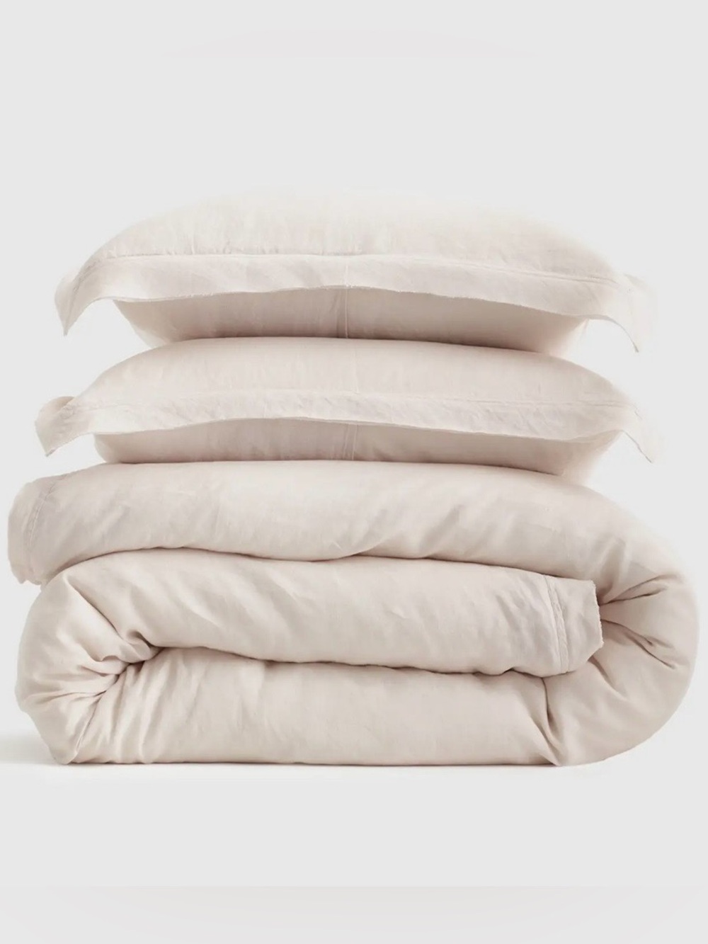 NEW Quince European Linen Double Flange Duvet Cover Set, F/Q (Sand) - Picture 5 of 6